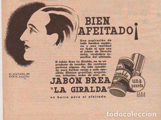 Coleccionismo de revistas y peri&oacute;dicos: Publicidad jab&oacute;n brea LA GIRALDA - 1935