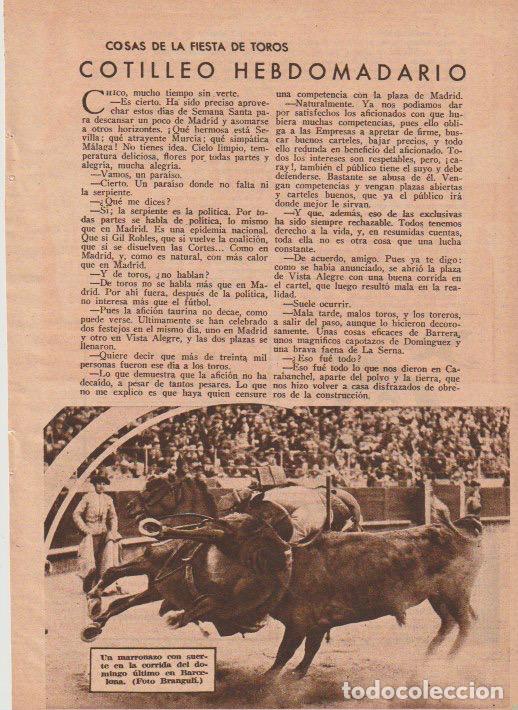 Coleccionismo de revistas y peri&oacute;dicos: * TOROS * Cotillero Hebdomadario / Manuel Reverte - 1935
