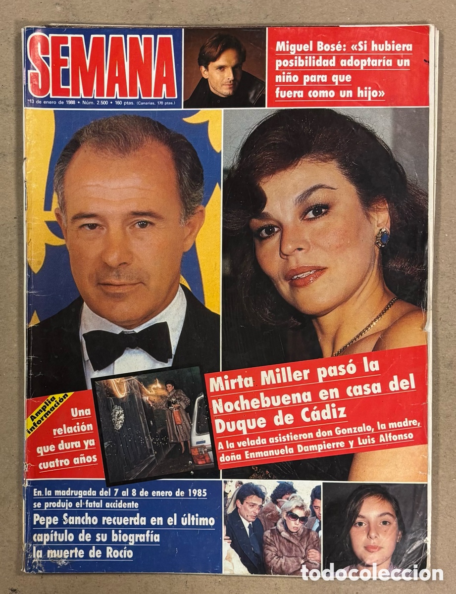 Coleccionismo de revistas y peri&oacute;dicos: SEMANA N&deg; 2500 (1988). MIGURL BOS&Eacute;, PEPE SANCHO, ISABEL PANTOJA, SABRINA, MADONNA, KARINA, PITITA