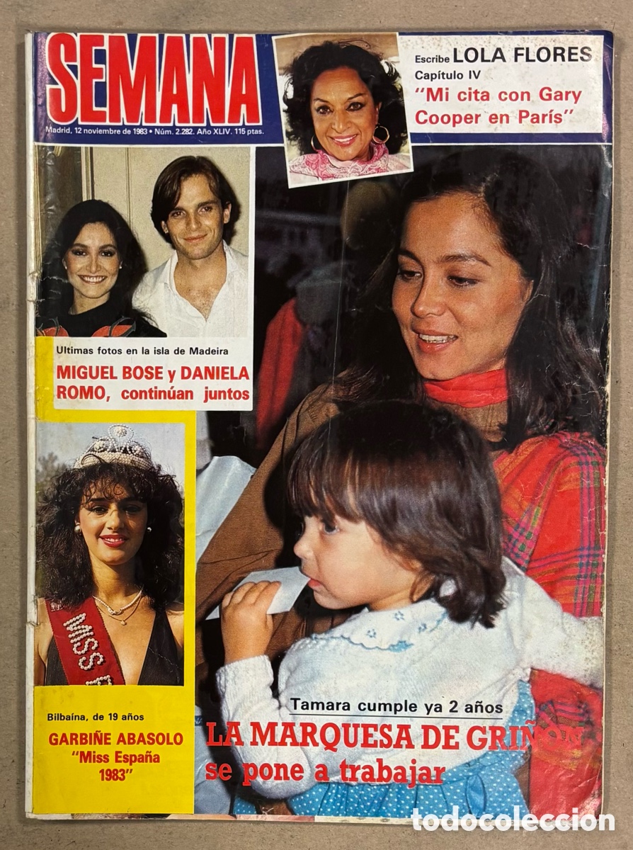 Coleccionismo de revistas y peri&oacute;dicos: SEMANA N&deg; 2282 (1983). LOLA FLORES, ISABEL PREYSLER, GARBI&Ntilde;E ABASOLO, SERRAT, MIGUEL BOS&Eacute;