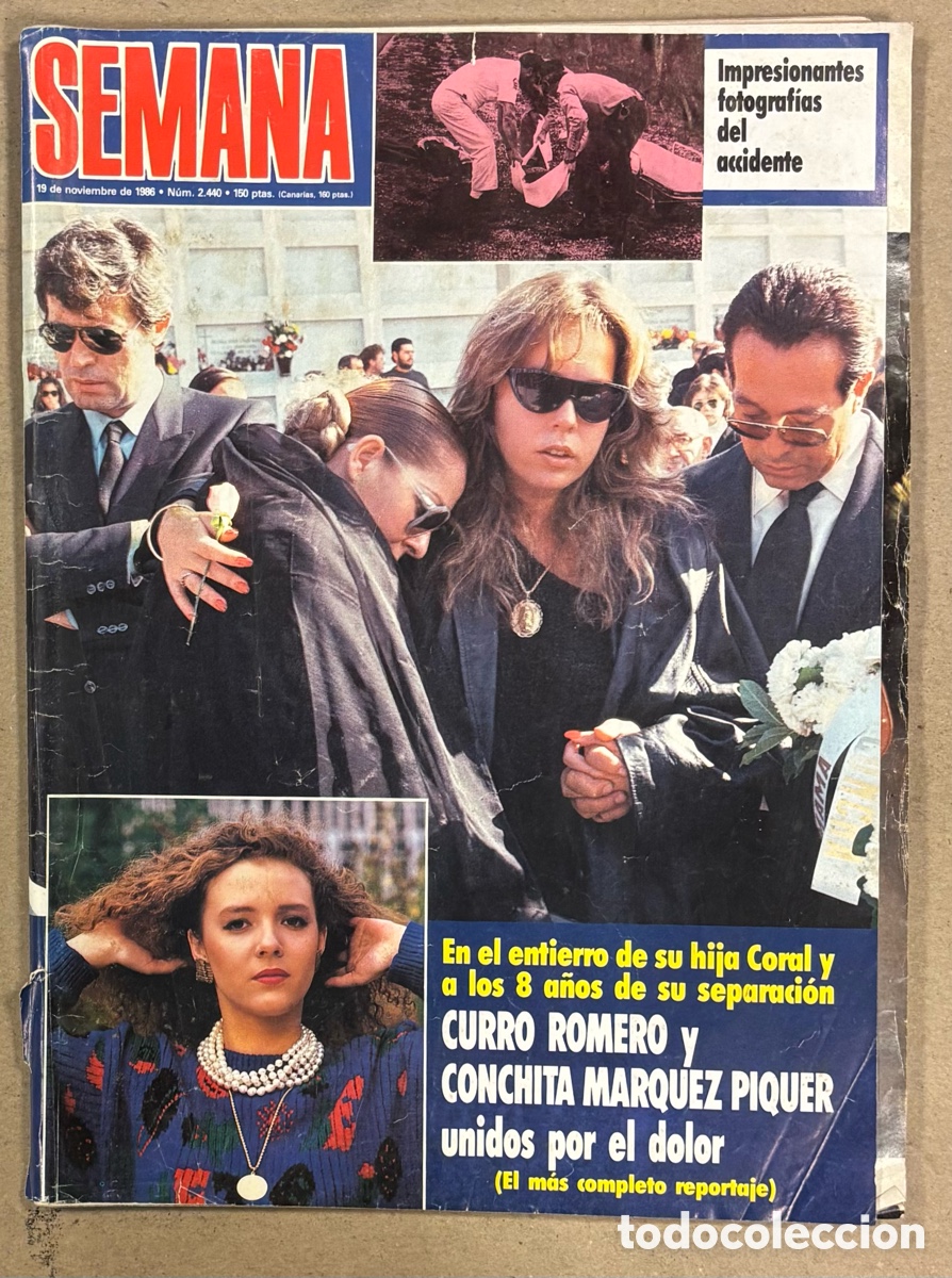 Coleccionismo de revistas y peri&oacute;dicos: SEMANA N&deg; 2440 (1986). CURRO ROMERO Y CONCHITA M&Aacute;RQUEZ PIQUER, ROC&Iacute;O JURADO, ISABEL PANTOJA