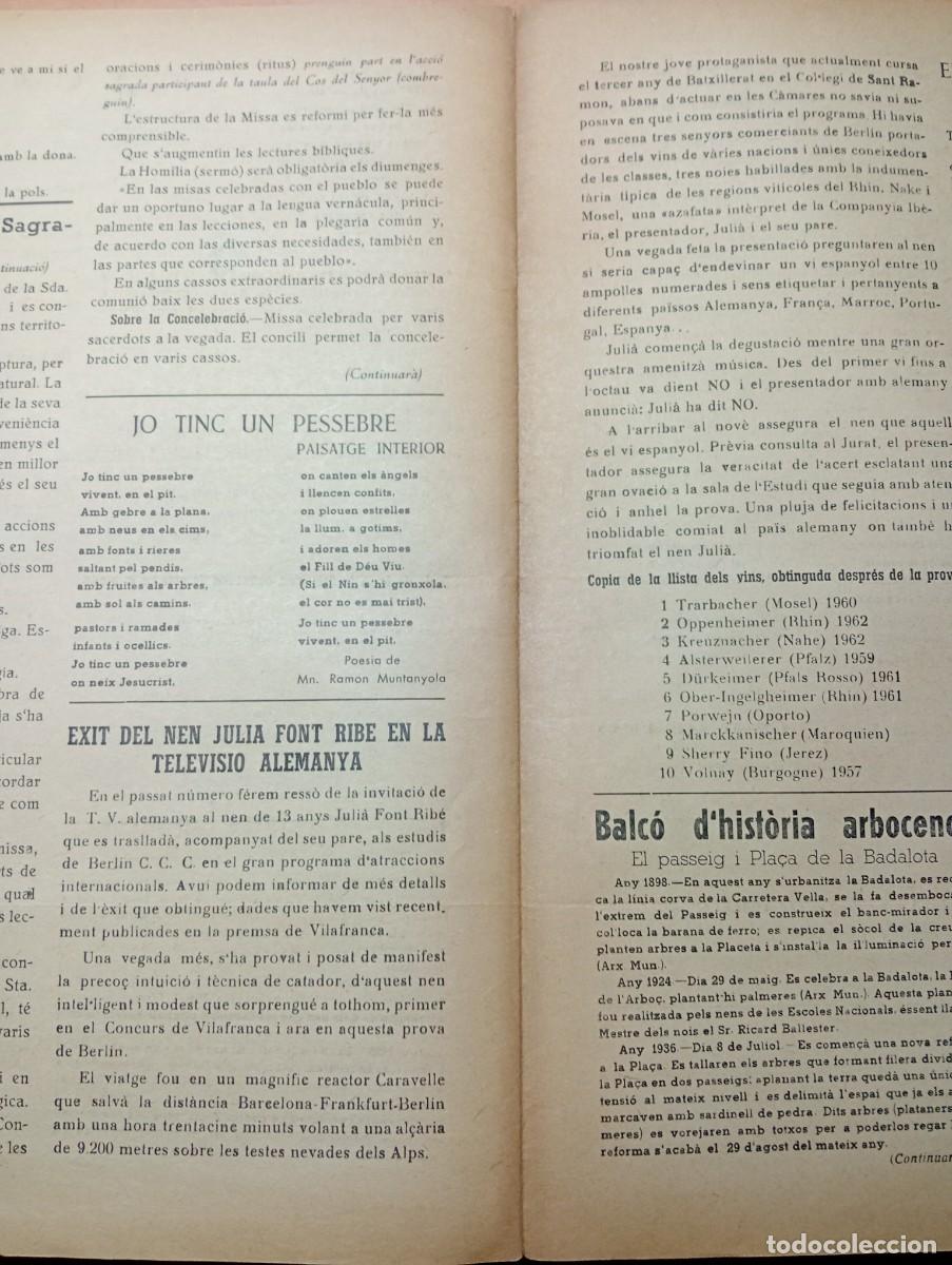 Coleccionismo de revistas y peri&oacute;dicos: FULL PARROQUIAL ANY 1963 DE L'ARBO&Ccedil; CATADOR DE VINO DE 13 A&Ntilde;OS DE VILAFRANCA DEL PENEDES EN ALEMANIA