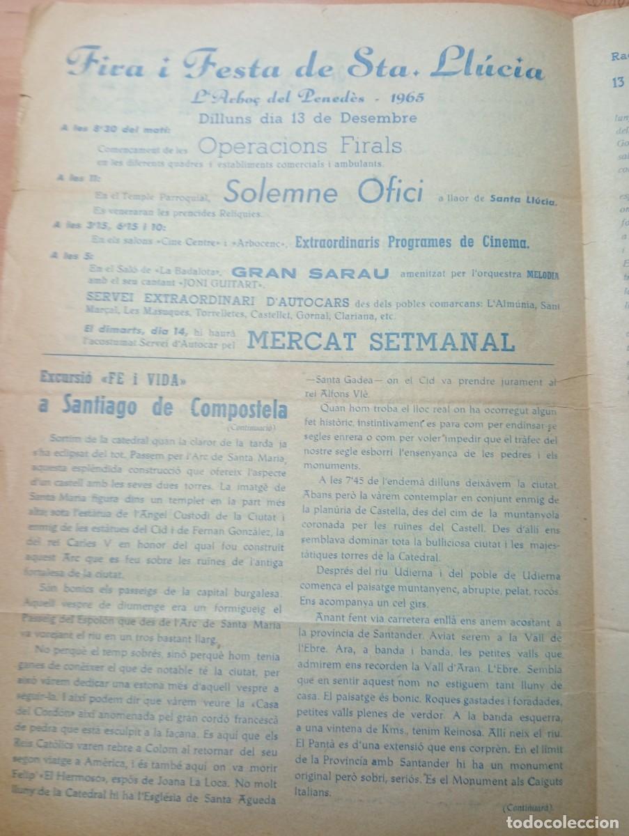 Coleccionismo de revistas y peri&oacute;dicos: FULL PARROQUIAL ANY 1965 L'ARBO&Ccedil; FIRA I FESTA DE SANTA LLUCIA PRIMER SERVEI FUNERI EN COTXE