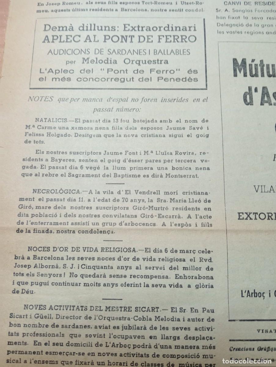 Sammeln von Zeitschriften und Zeitungen: FULL PARROQUIAL ANY 1966 L'ARBO&Ccedil; ARBOS APLEC DE SARDANES AL PONT DE FERRO PAU SICART