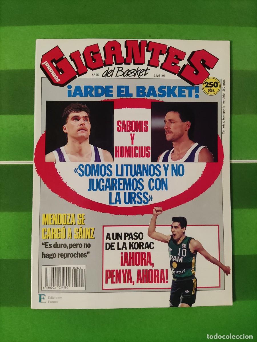 Coleccionismo de revistas y peri&oacute;dicos: 230 Revista Gigantes del basket 1990 Sabonis y Homicius / Mendoza se carg&oacute; a Sainz / Copa Korac