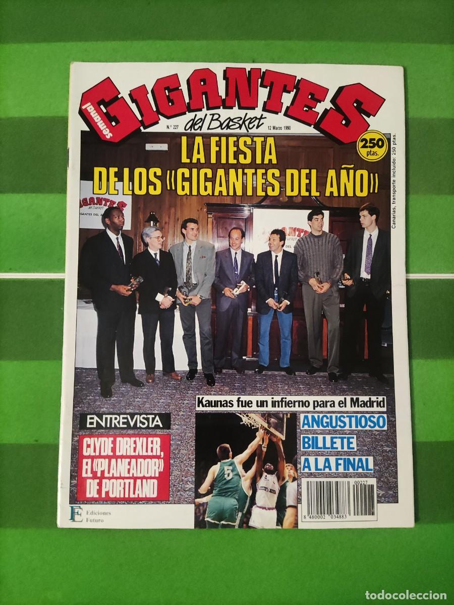 Coleccionismo de revistas y peri&oacute;dicos: 227 Revista Gigantes del basket 1990 La fiesta de los gigantes / Clyde Drexler / Real Madrid Recopa