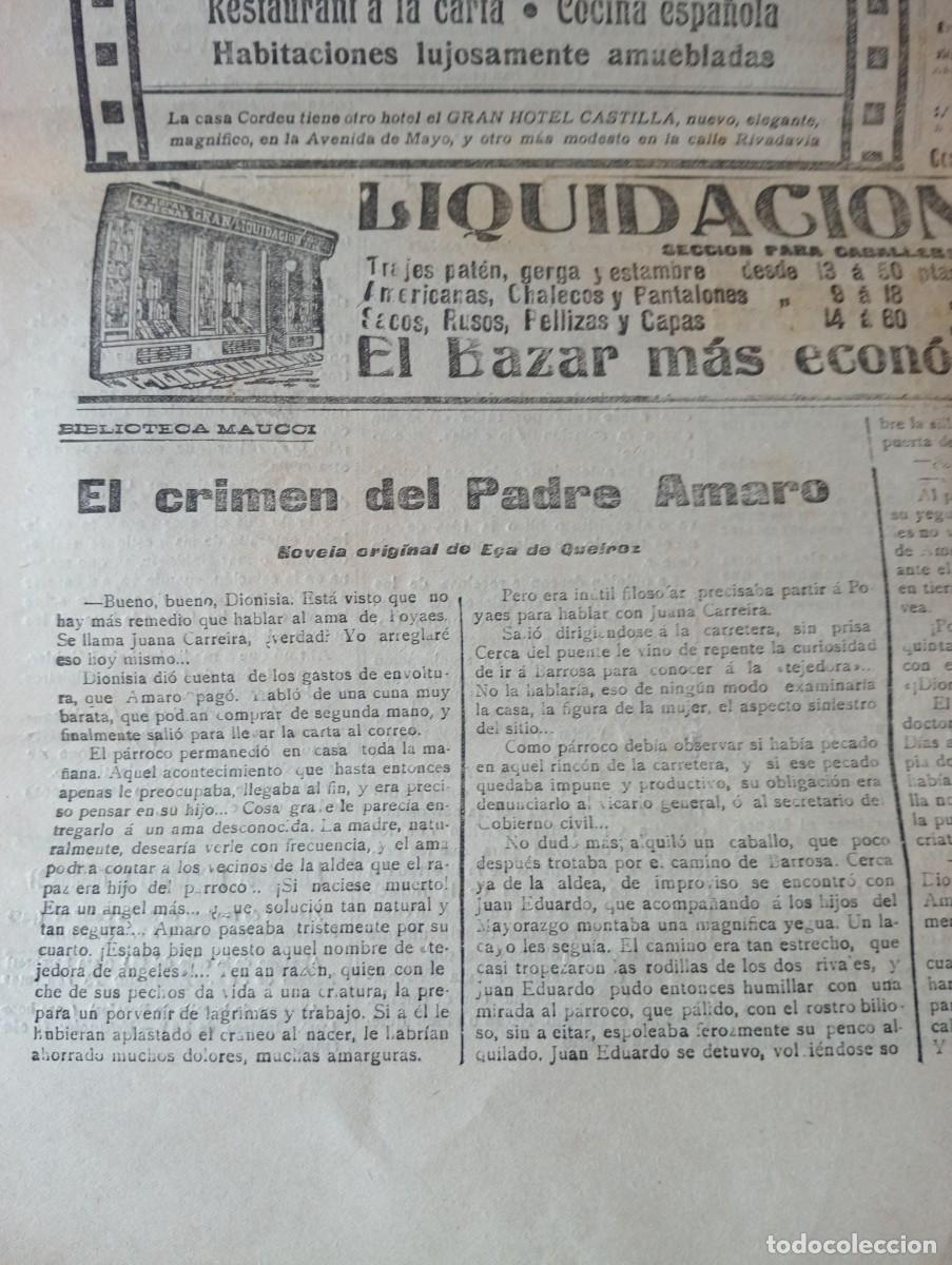 Coleccionismo de revistas y peri&oacute;dicos: DIARIO EL PROGRESO A&Ntilde;O 1911 PADRE AMARO E&Ccedil;A DE QUEIROZ POVOA DE VARZIM PORTUGAL
