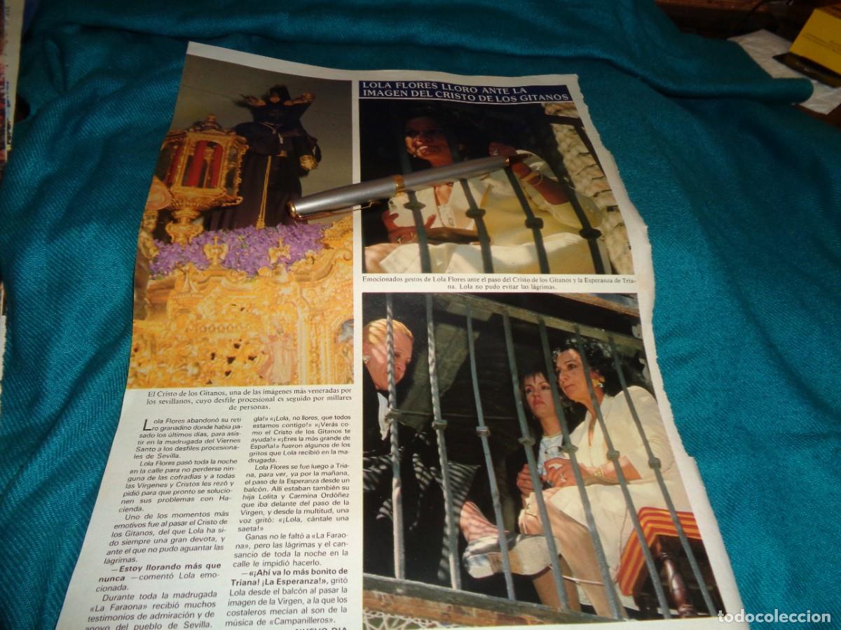 Coleccionismo de revistas y peri&oacute;dicos: RECORTE : LOLA FLORES LLORO ANTE LA IMAGEN DEL CRISTO DE LOS GITANOS. SEMANA. ABRIL, 1987