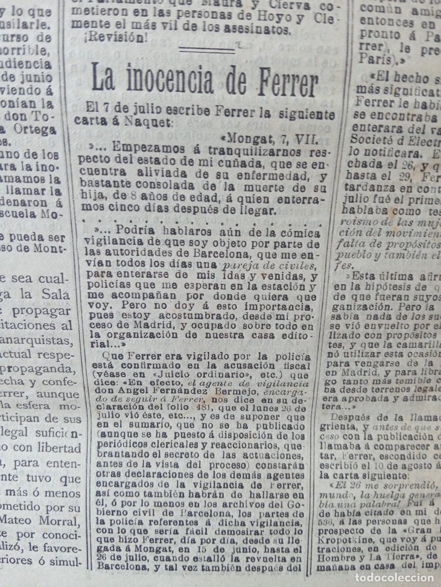 Coleccionismo de revistas y peri&oacute;dicos: DIARIO EL PROGRESO A&Ntilde;O 1911 LA CIERVA LERROUX MONGAT INOCENCIA DE FRANCISCO FERRER Y GUARDIA