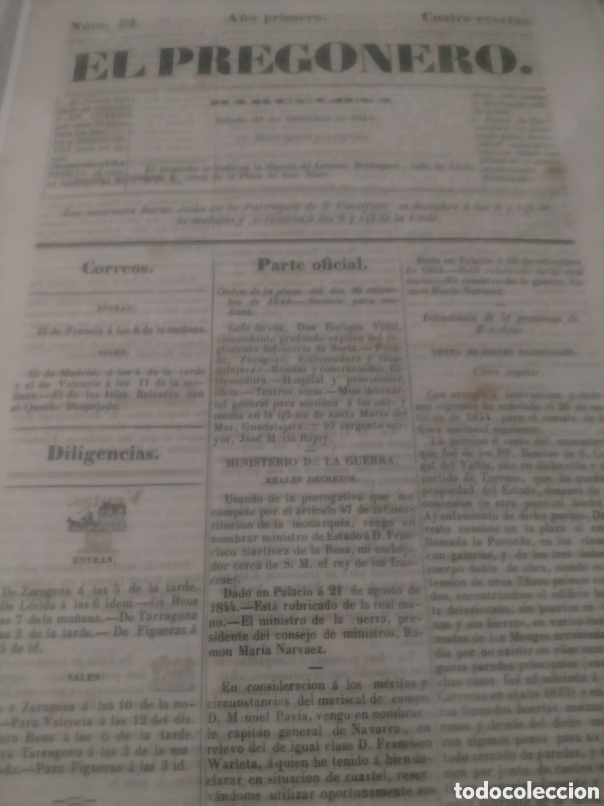 Coleccionismo de revistas y peri&oacute;dicos: El pregonero 1844 n 52