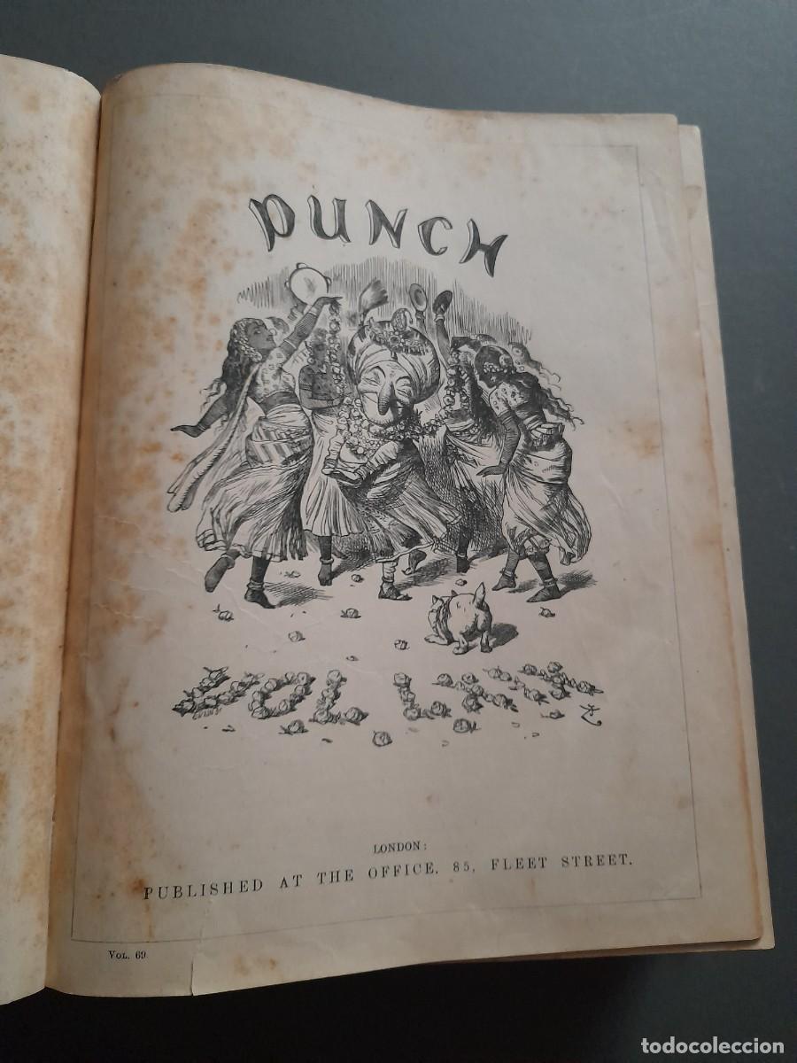 Coleccionismo de revistas y peri&oacute;dicos: Revista brit&aacute;nica punch, vol 69-72, 1875- 1877, lomo de cuero
