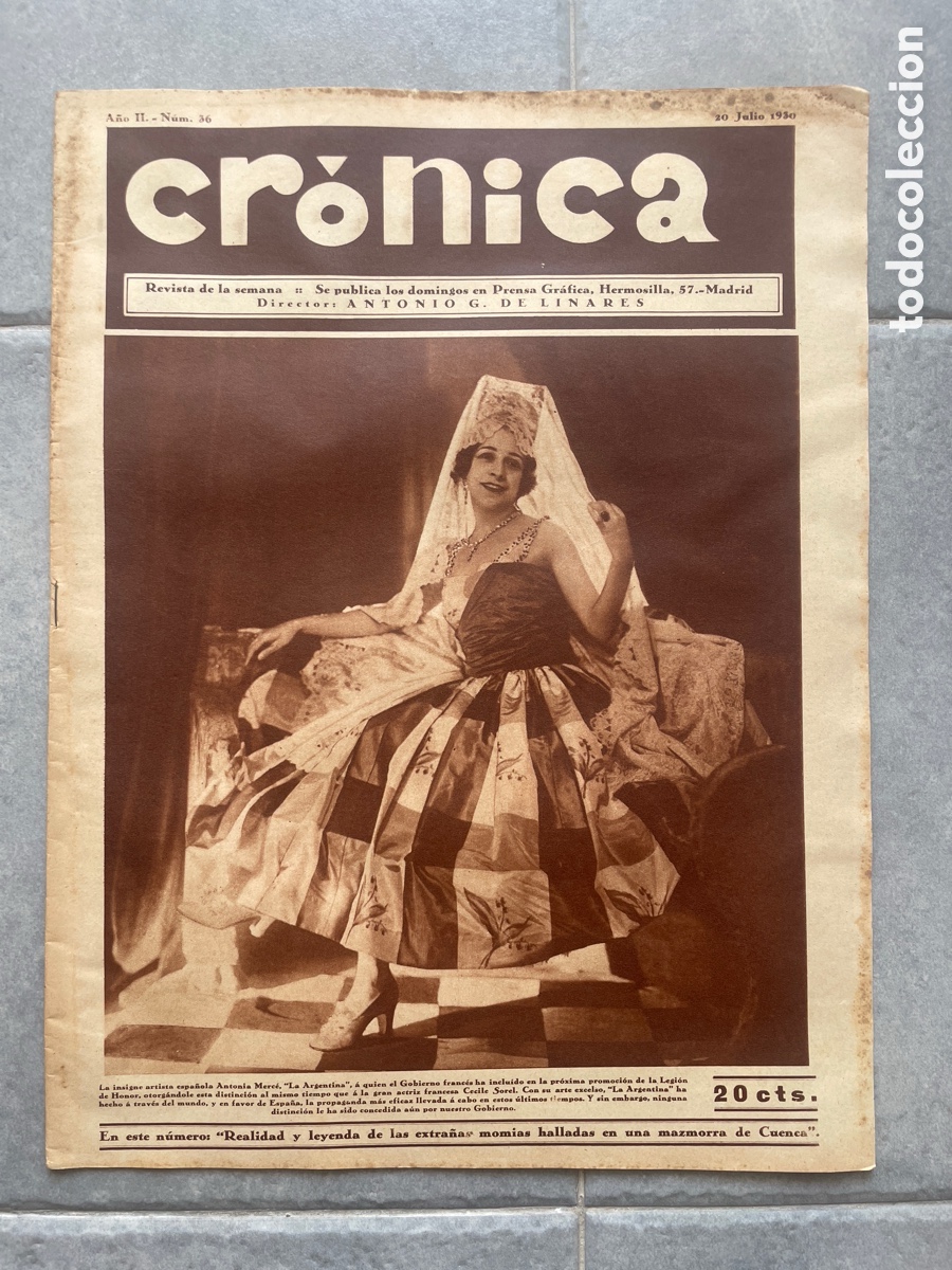 Coleccionismo de revistas y peri&oacute;dicos: Cr&oacute;nica. Revista de la semana. N&uacute;mero 36. 20 de julio 19 treinta. Momias.