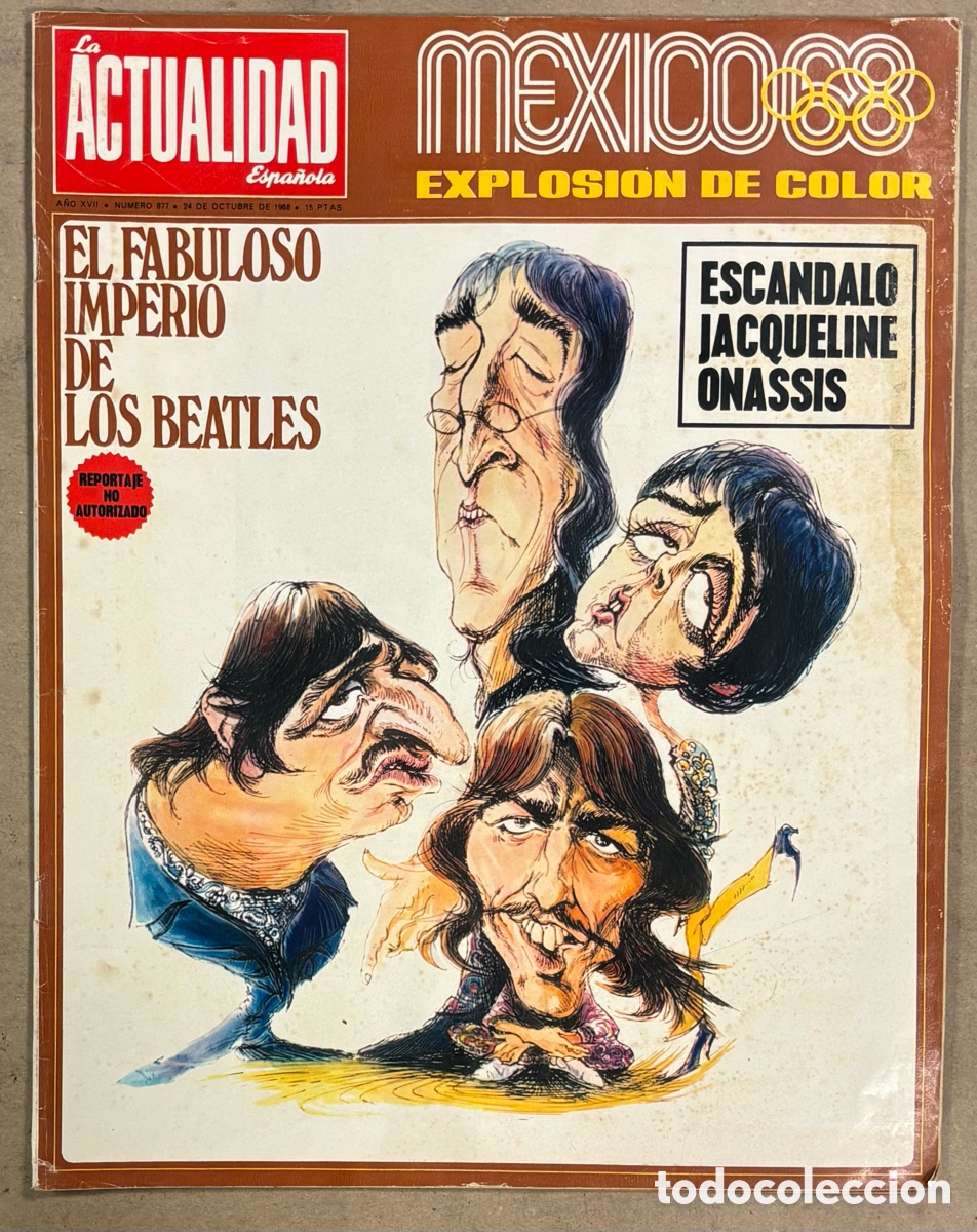 Coleccionismo de revistas y peri&oacute;dicos: LA ACTUALIDAD ESPA&Ntilde;OLA N&deg; 877 (1968). THE BEATLES, OLIMPIADAS M&Eacute;XICO 68,&hellip; VER SUMARIO EM FOTOS