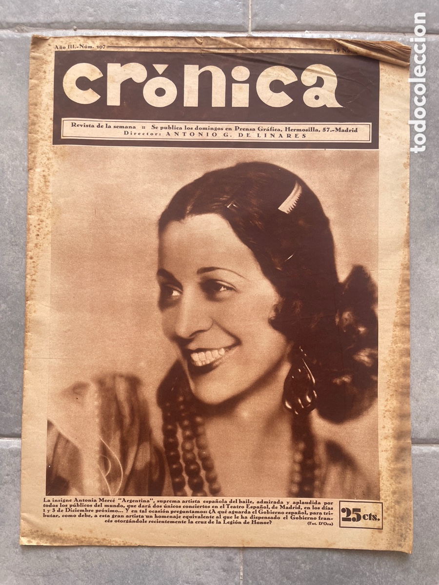 Coleccionismo de revistas y peri&oacute;dicos: Cr&oacute;nica. Revista de la semana. N&uacute;mero 107. 29 de noviembre 1931.