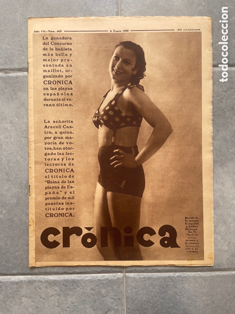 Coleccionismo de revistas y peri&oacute;dicos: Cr&oacute;nica. Revista de la semana. N&uacute;mero 269 . 6 de enero de 1935. Desnudo femenino.
