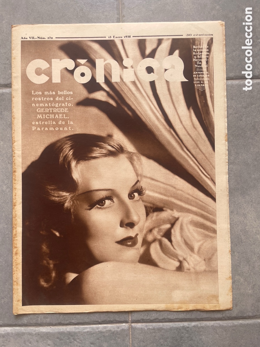 Coleccionismo de revistas y peri&oacute;dicos: Cr&oacute;nica. Revista de la semana. N&uacute;mero 270 . 13 de enero de 1935. Desnudo femenino.