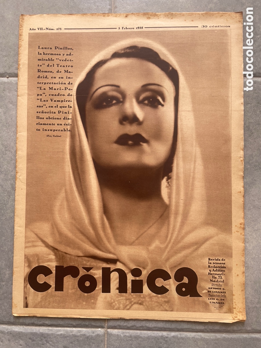 Coleccionismo de revistas y peri&oacute;dicos: Cr&oacute;nica. Revista de la semana. 3 febrero 1935. N&uacute;mero 273. Desnudo femenino.