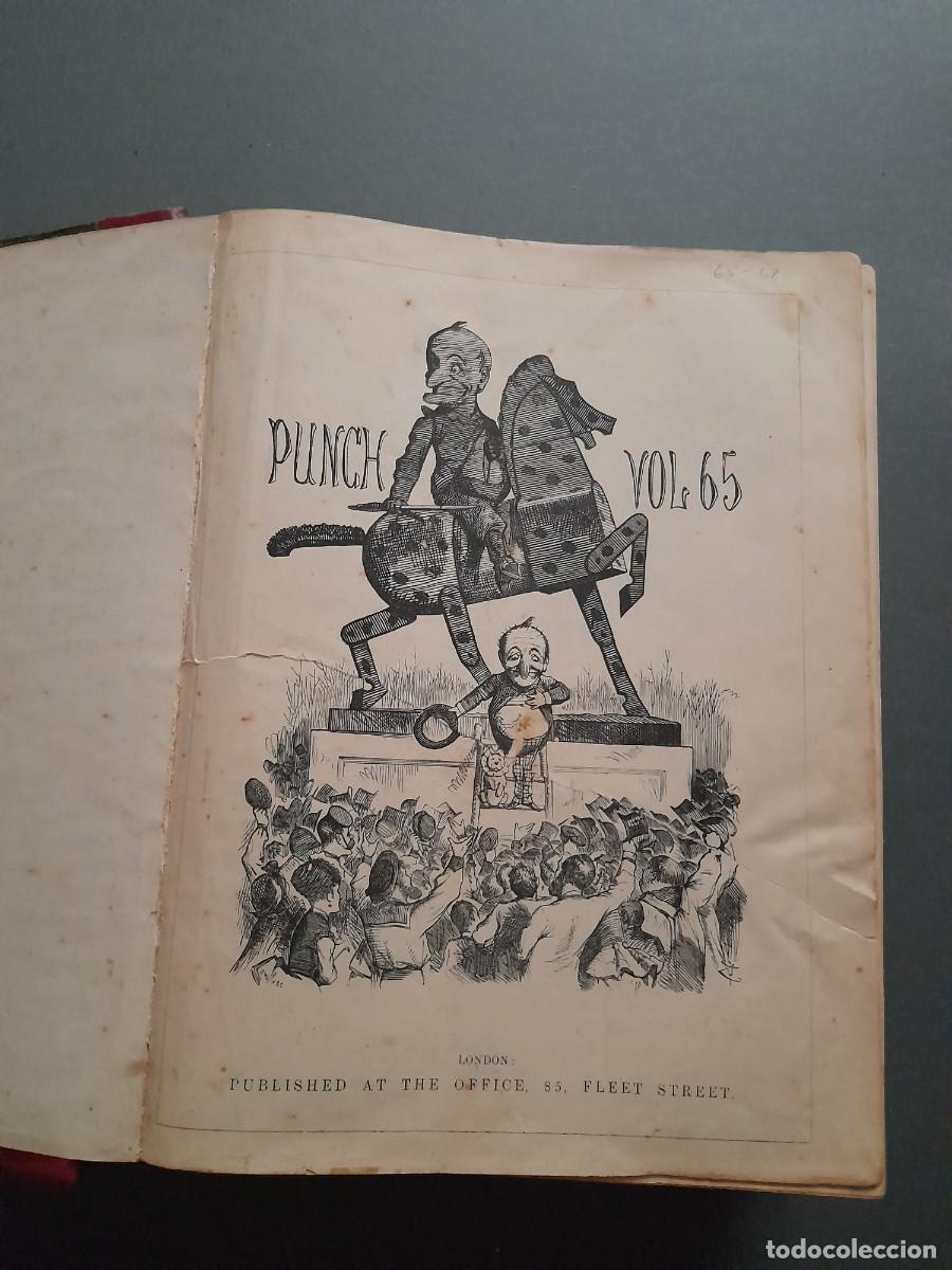 Coleccionismo de revistas y peri&oacute;dicos: Revista brit&aacute;nica punch, vol 65-68, 1873- 1875, lomo de cuero
