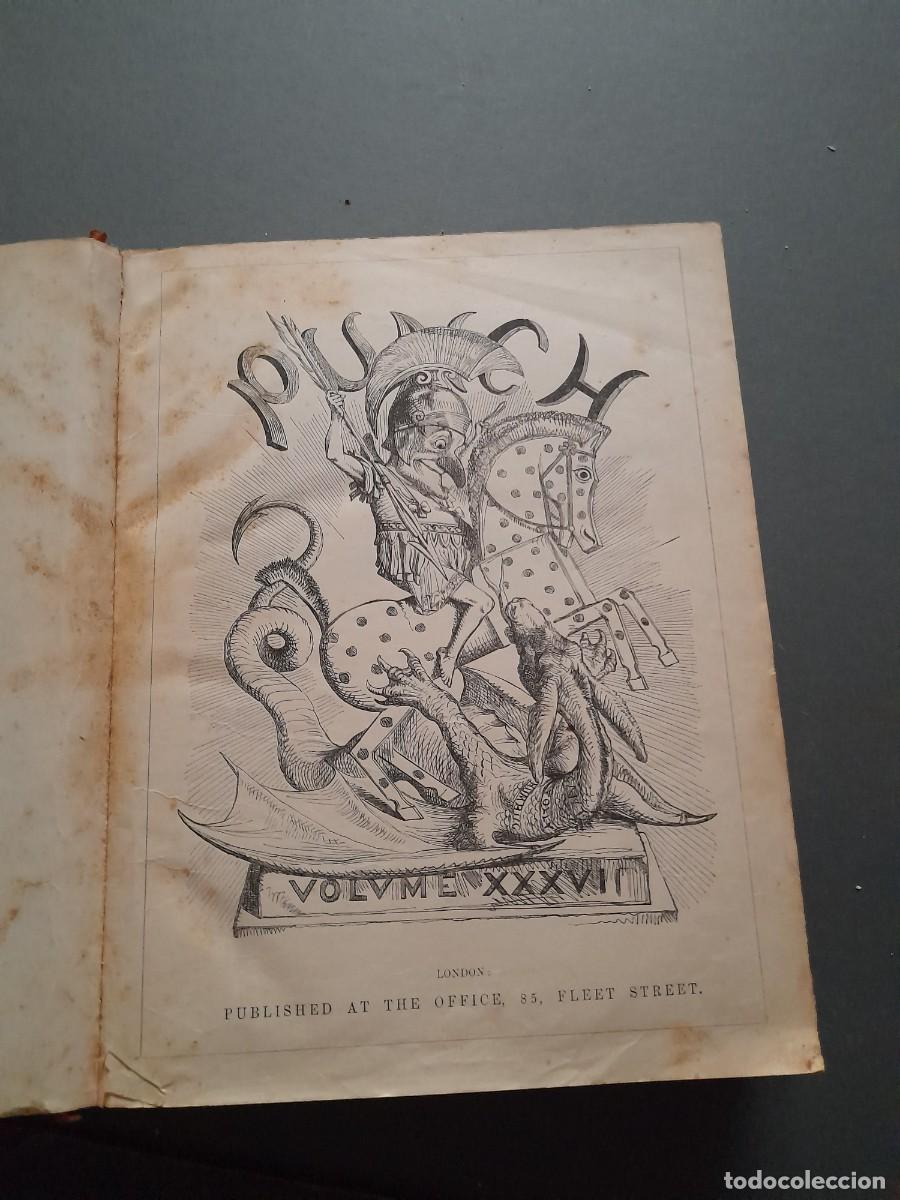Coleccionismo de revistas y peri&oacute;dicos: Revista brit&aacute;nica punch, vol 37-40, 1859- 1861, lomo de cuero, tapa suelta