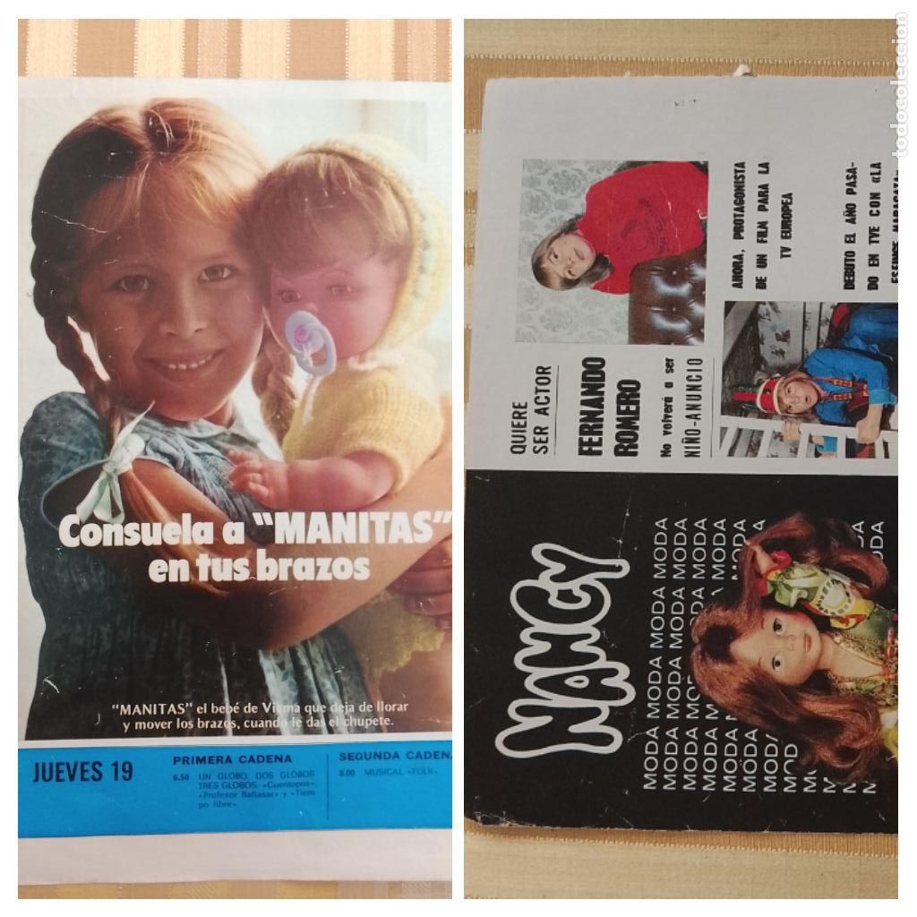 Coleccionismo de revistas y peri&oacute;dicos: ANTIGUA PUBLICIDAD MU&Ntilde;ECAS NANCY DE FAMOSA Y TRASERA MANITAS DE VICMA , HOJA DE REVISTA