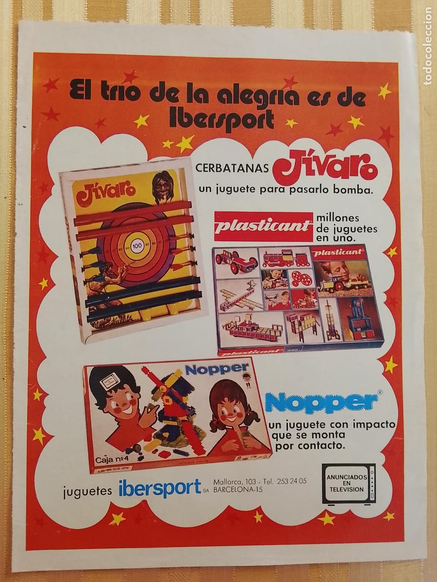 Coleccionismo de revistas y peri&oacute;dicos: ANTIGUA PUBLICIDAD ANUNCIO CERBATANAS JIVARO PLASTICANT NOPPER IBERSPORT JUGUETES