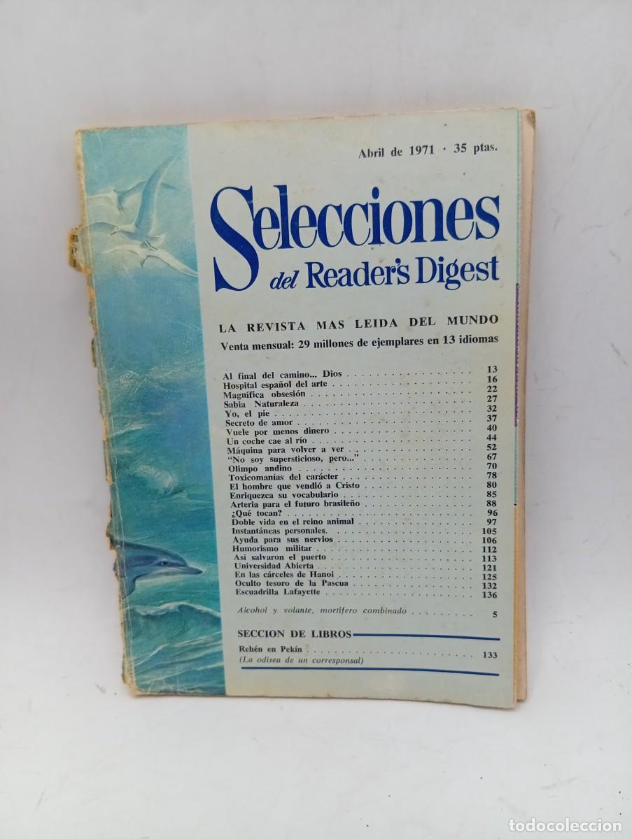 Coleccionismo de revistas y peri&oacute;dicos: SELECCIONES DEL READER&acute;S DIGEST. ABRIL 1971. LA REVISTA MAS LEIDA DEL MUNDO. AL FINAL DEL CA.. LEER.