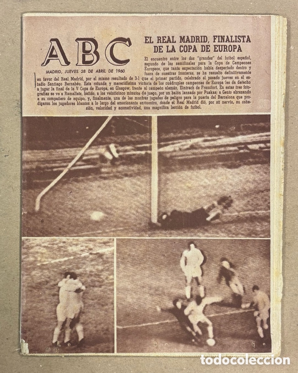 Coleccionismo de revistas y peri&oacute;dicos: ABC (28 DE ABRIL DE 1960). EL REAL MADRID FINALISTA DE LA COPA DE EUROPA,&hellip;