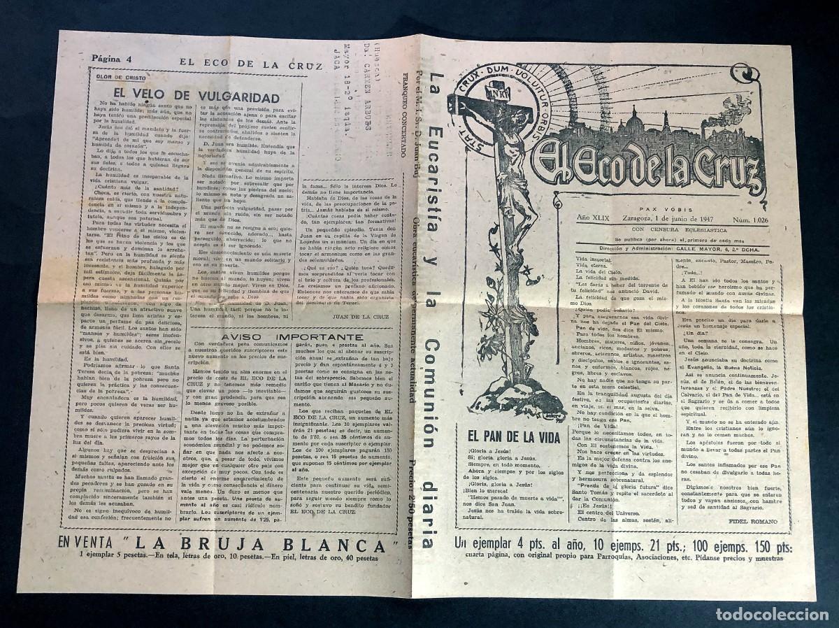 Coleccionismo de revistas y peri&oacute;dicos: EL ECO DE LA CRUZ / ZARAGOZA 1947 / GUERRA A LA BLASFEMIA - SANTIFICAD EL D&Iacute;A DEL SE&Ntilde;OR