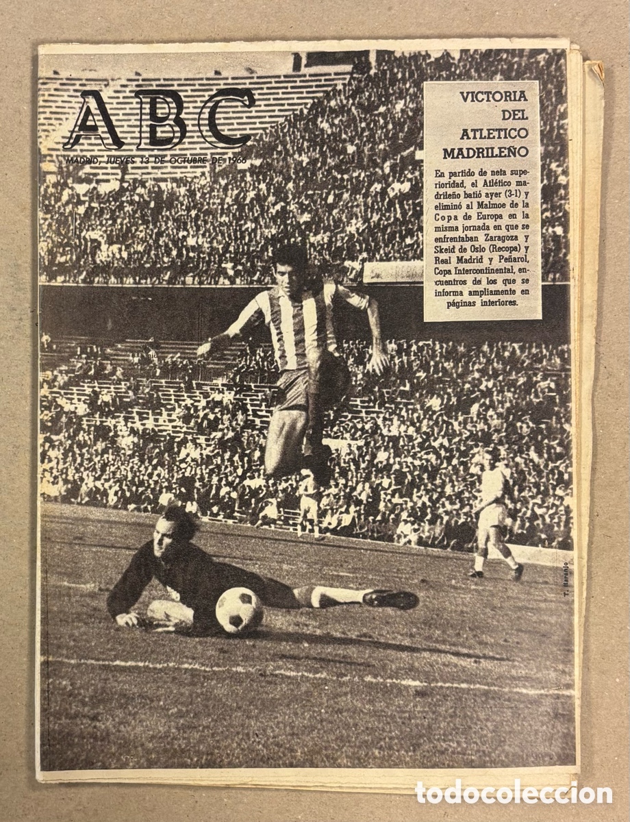 Coleccionismo de revistas y peri&oacute;dicos: ABC (13 DE OCTUBRE DE 1966). VICTORIA ATL&Eacute;TICO MADRID EN COPA DE EUROPA, REAL MADRID Vs PE&Ntilde;AROL
