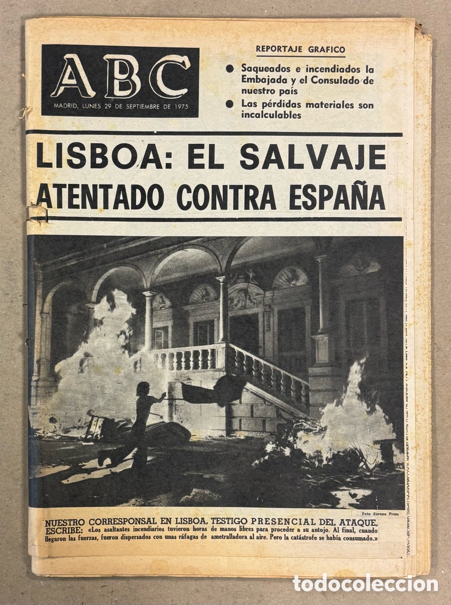 Coleccionismo de revistas y peri&oacute;dicos: ABC (29 DE SEPTIEMBRE DE 1975). ATENTADO CONTRA ESPA&Ntilde;A: EMBAJADA Y CONSULADO EN LISBOA,&hellip;