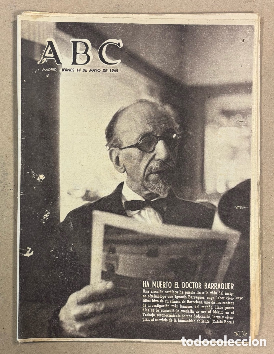 Coleccionismo de revistas y peri&oacute;dicos: ABC (14 DE MAYO DE 1965). HA MUERTO EL DOCTOR BARRAQUER,&hellip;
