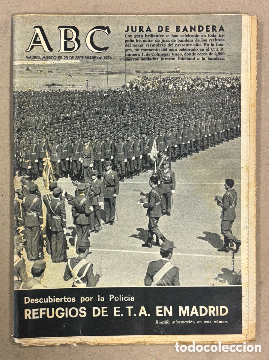Coleccionismo de revistas y peri&oacute;dicos: ABC (25 DE SEPTIEMBRE DE 1974). DESCUBIERTOS REFUGIOS DE ETA EN MADRID,&hellip;