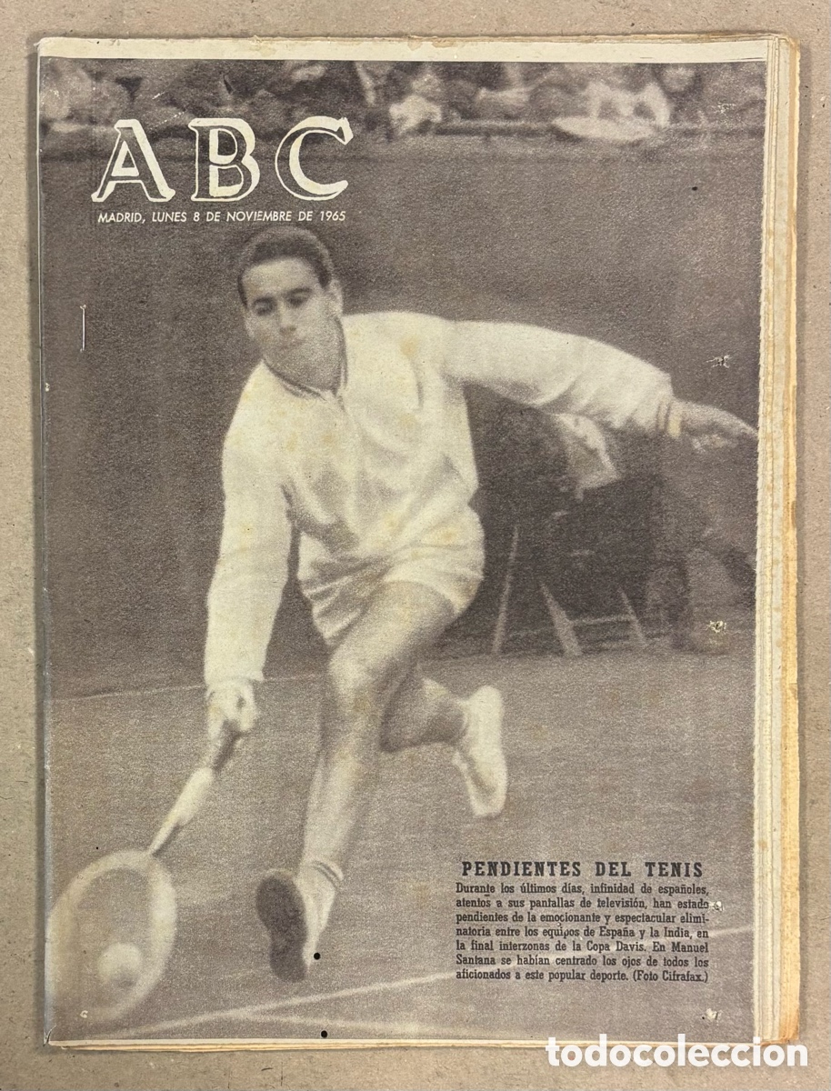 Coleccionismo de revistas y peri&oacute;dicos: ABC (8 DE NOVIEMBRE DE 1965). MANOLO SANTANA COPA DAVIS DE TENIS,..