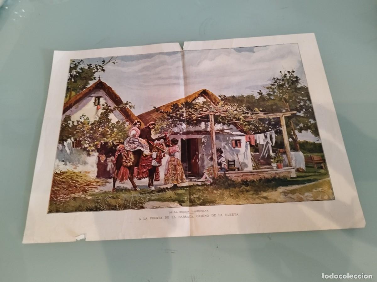 Coleccionismo de revistas y peri&oacute;dicos: Hoja original de la revista espa&ntilde;ola Blanco y Negro. A la puerta de la barraca, camino de la huerta.