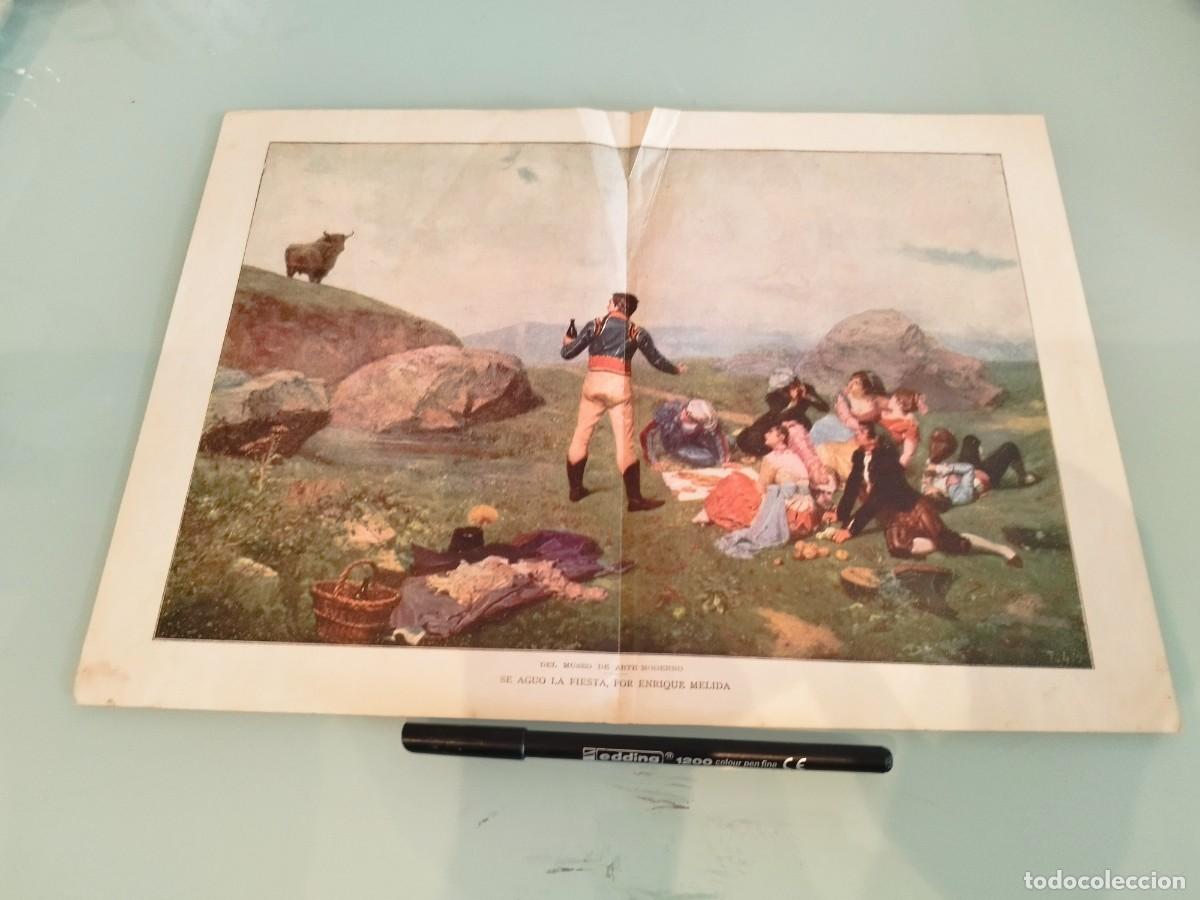 Coleccionismo de revistas y peri&oacute;dicos: Hoja original de la revista espa&ntilde;ola Blanco y Negro. Reproduce se aguo la fiesta. Enrique M&eacute;lida.
