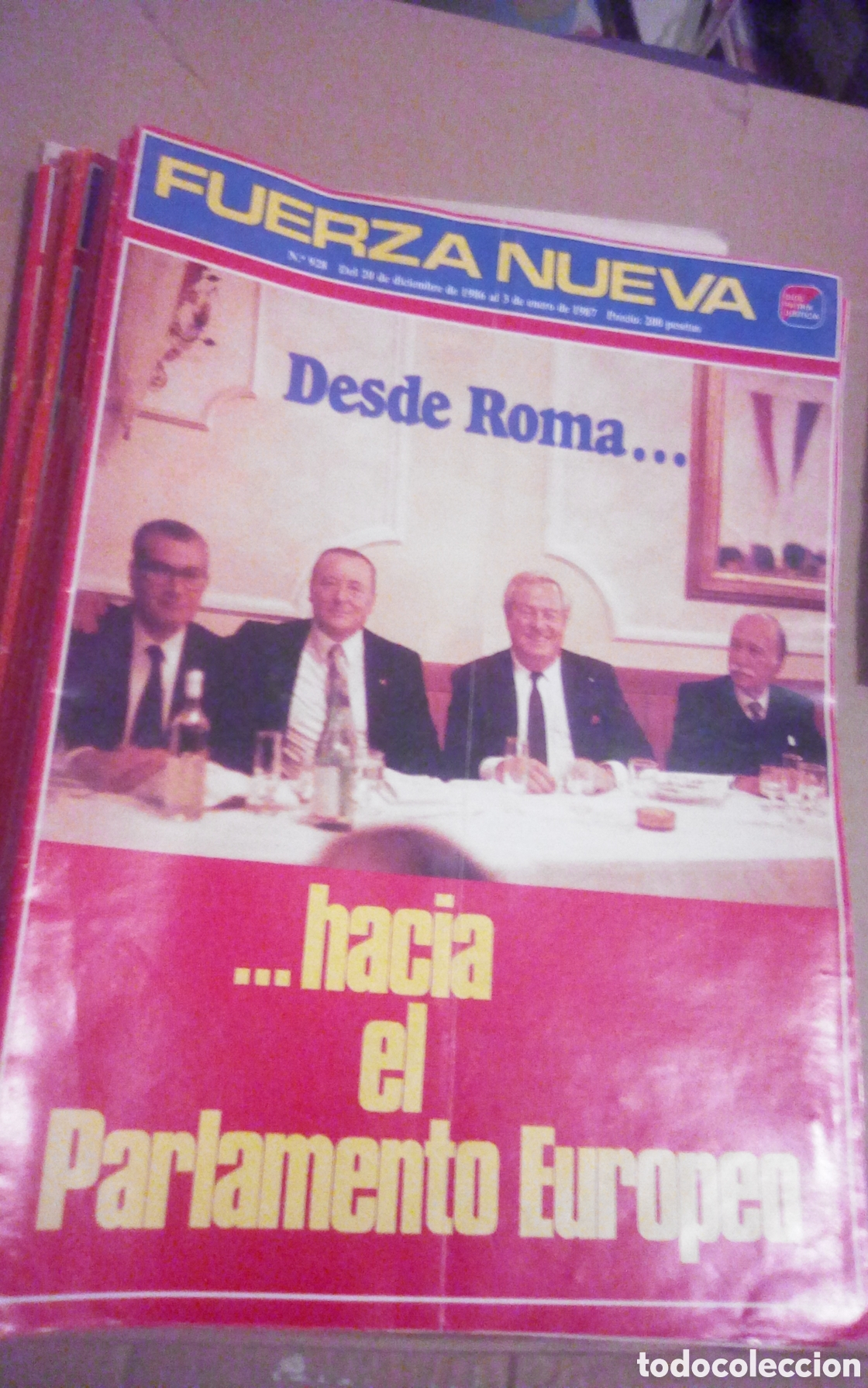 Coleccionismo de revistas y peri&oacute;dicos: Fuerza Nueva, n&deg; 928. Del 20 de diciembre de 1986 al 3 de enero de 1987. Desde Roma... hac&iacute;a el parl