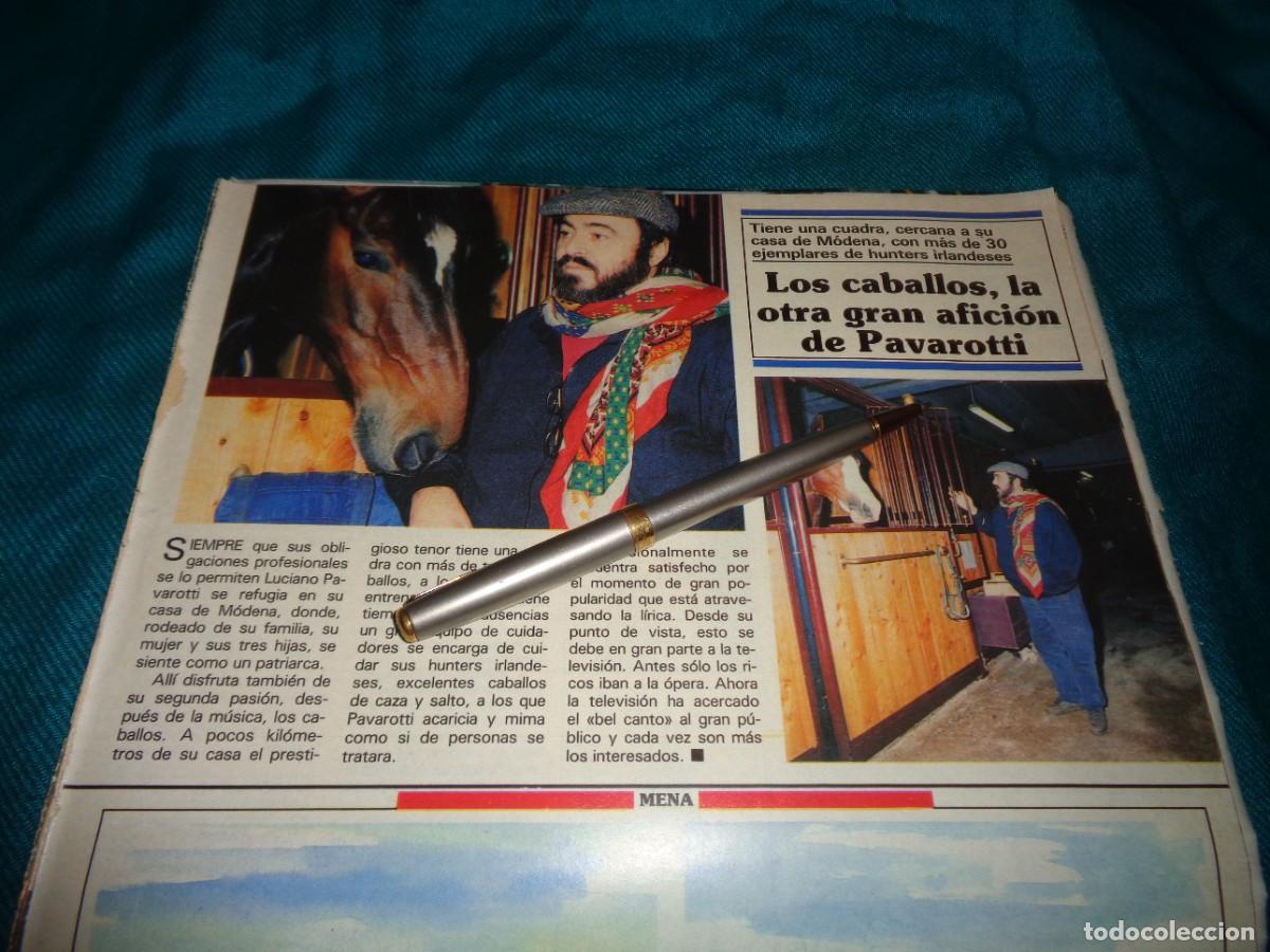 Coleccionismo de revistas y peri&oacute;dicos: RECORTE : LOS CABALLOS, LA OTRA GRAN AFICION DE PAVAROTTI. SEMANA, DCBRE 1991
