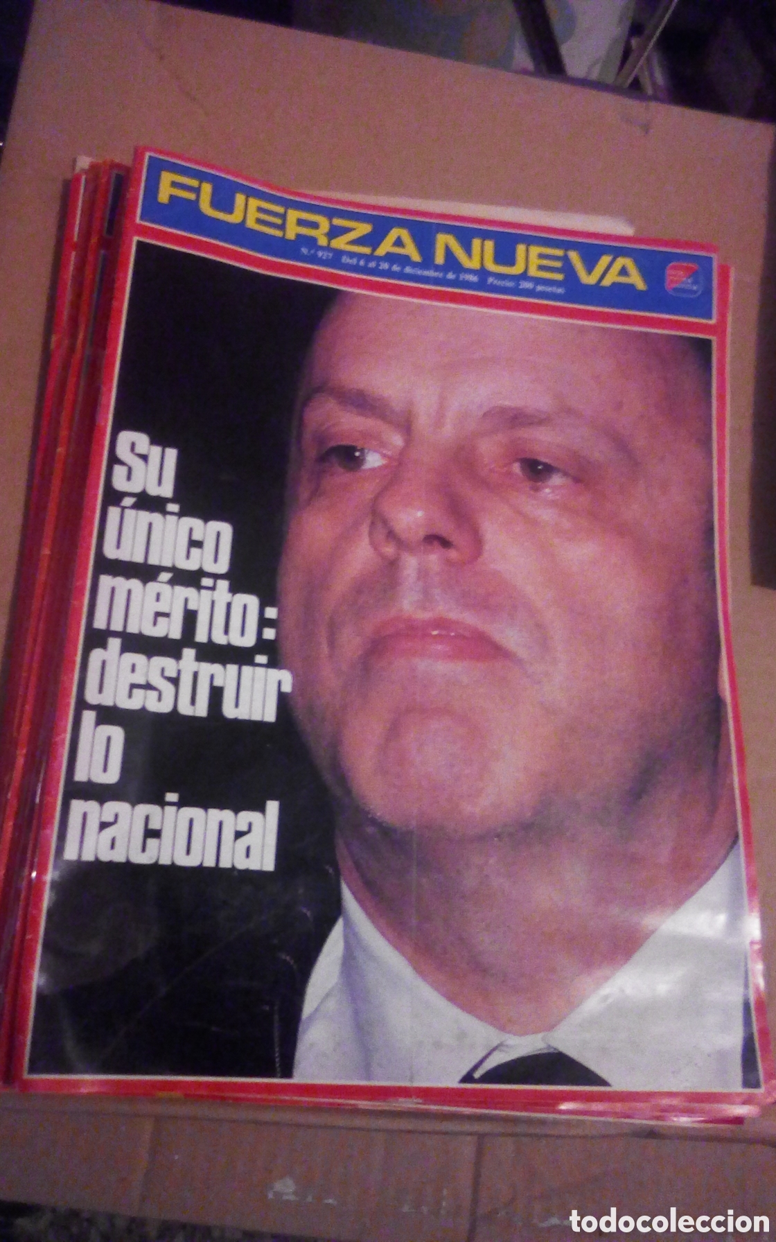 Coleccionismo de revistas y peri&oacute;dicos: Fuerza Nueva, n&deg; 927. Del 6 al 12 de diciembre de 1986. Manuel Fraga, su &uacute;nico m&eacute;rito destruir lo na