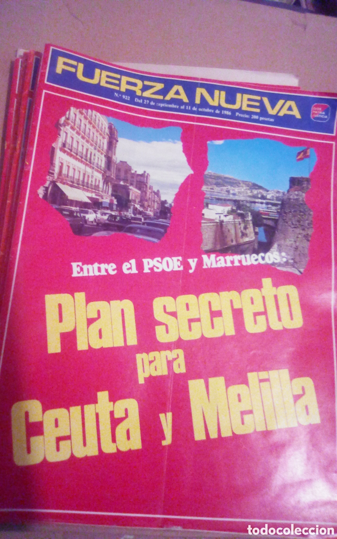 Coleccionismo de revistas y peri&oacute;dicos: Fuerza Nueva, n&deg; 922. A&ntilde;o 1986. Entre el PSOE y Marruecos: Plan secreto para Ceuta y Melilla.