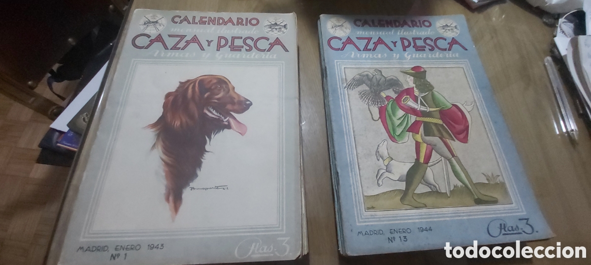 Coleccionismo de revistas y peri&oacute;dicos: LAS 24 PRIMERAS REVISTAS CALENDARIO CAZA Y PESCA. 1943(12) Y 1944(12)