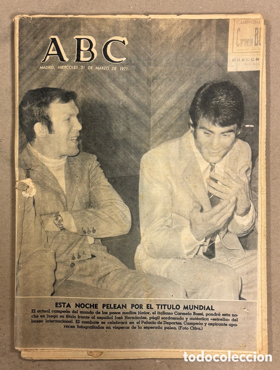 Coleccionismo de revistas y peri&oacute;dicos: ABC (31 DE MARZO DE 1971). BOXEO POR EL T&Iacute;TULO MUNDIAL JOS&Eacute; HERN&Aacute;NDEZ Vs CARMELO BOSSI,&hellip;