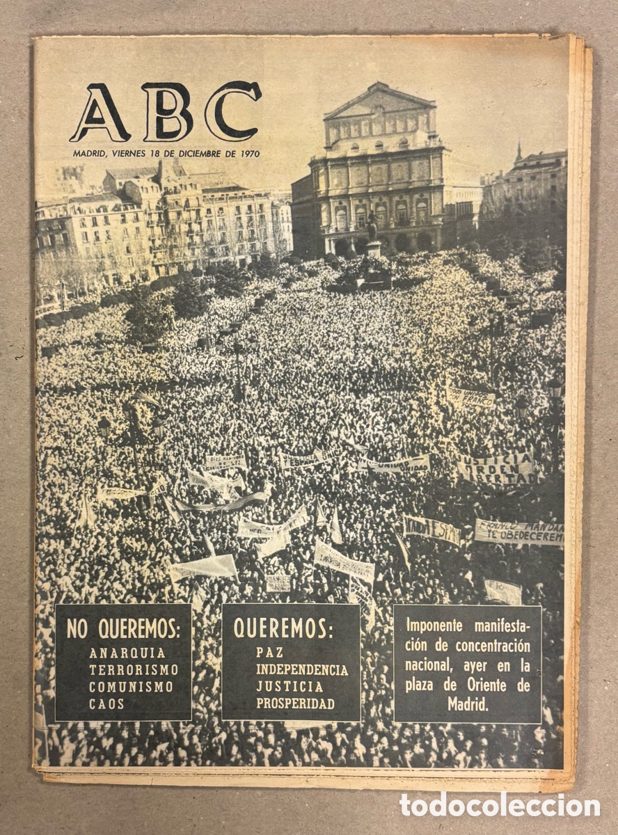 Coleccionismo de revistas y peri&oacute;dicos: ABC (18 DE DICIEMBRE DE 1970). MANIFESTACI&Oacute;N DE CONCENTRACI&Oacute;N NACIONAL EN PLAZA DE ORIENTE DE MADRID