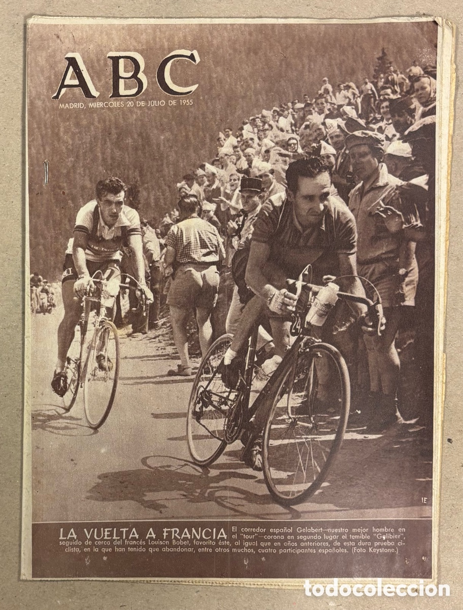 Coleccionismo de revistas y peri&oacute;dicos: ABC (20 DE JULIO DE 1955). ANTONIO GELABERT EN LA VUELTA A FRANCIA (CICLISMO),&hellip;
