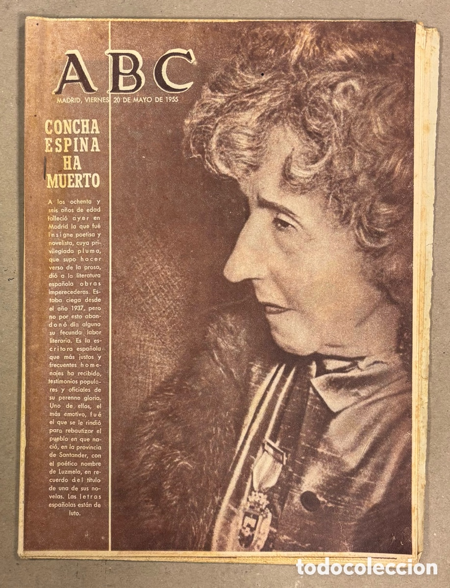 Coleccionismo de revistas y peri&oacute;dicos: ABC (20 DE MAYO DE 1955). CONCHA ESPINA HA MUERTO,&hellip;