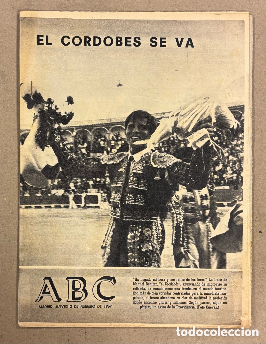 Coleccionismo de revistas y peri&oacute;dicos: ABC (2 DE FEBRERO DE 1967). EL CORDOB&Eacute;S SE VA,&hellip;
