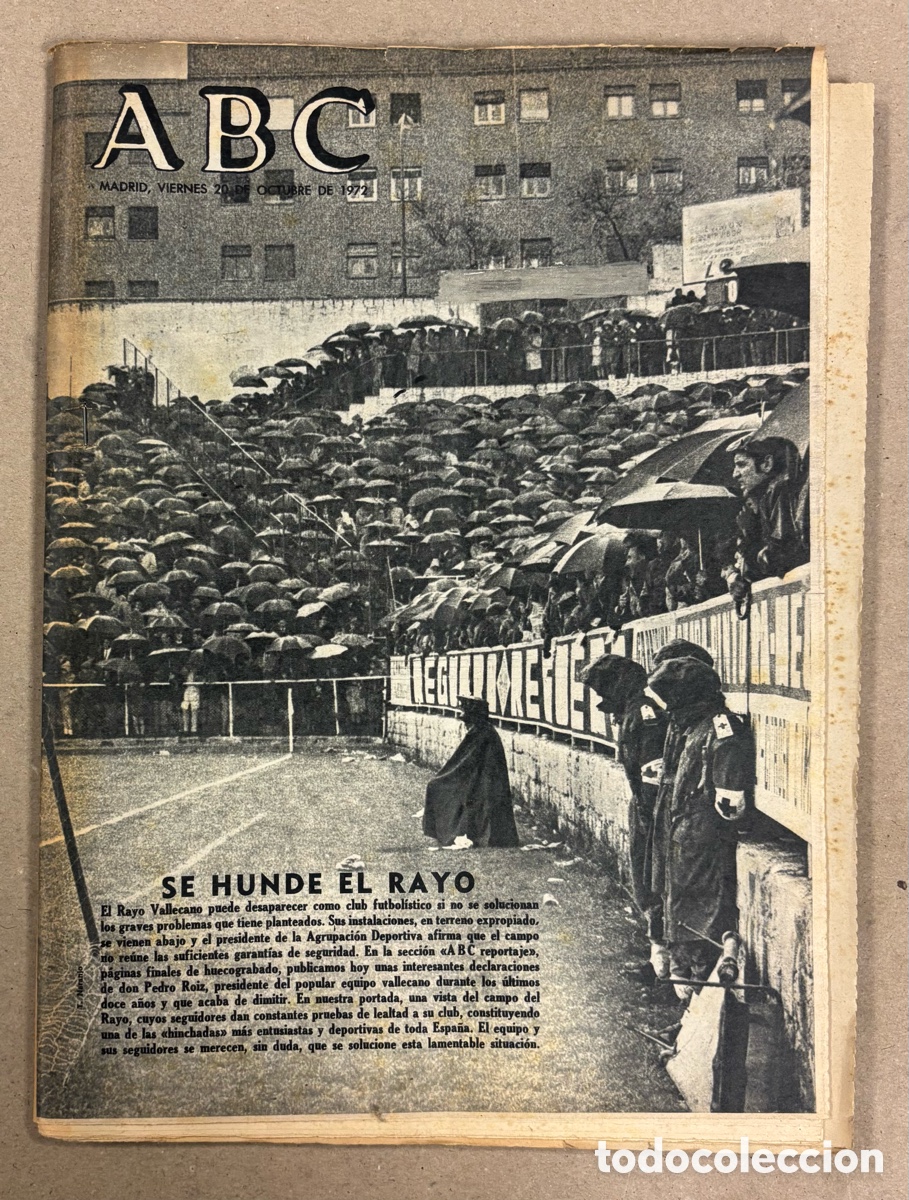 Coleccionismo de revistas y peri&oacute;dicos: ABC (20 DE OCTUBRE DE 1972). SE HUNDE EL RAYO VALLECANO,&hellip;