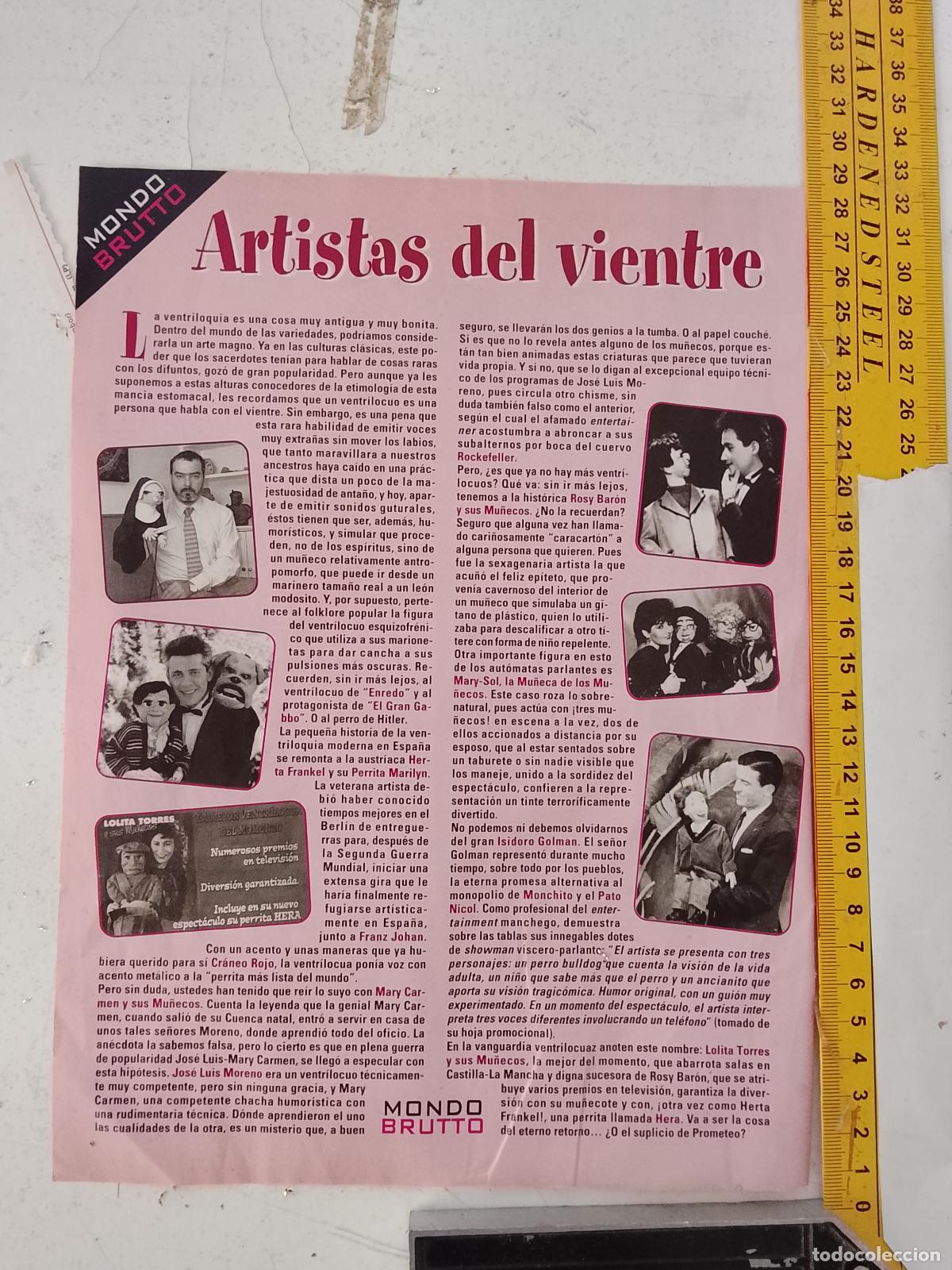 Coleccionismo de revistas y peri&oacute;dicos: HOJA PUBLICITARIA HABLANDO DE VENTRILOCUOS MU&Ntilde;ECOS TITERES ARTISTAS DEL VIENTRE LOLITA TORRES