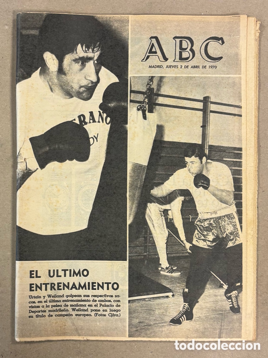 Coleccionismo de revistas y peri&oacute;dicos: ABC (2 DE ABRIL DE 1970). BOXEO: URTAIN Vs WEILAND,&hellip;