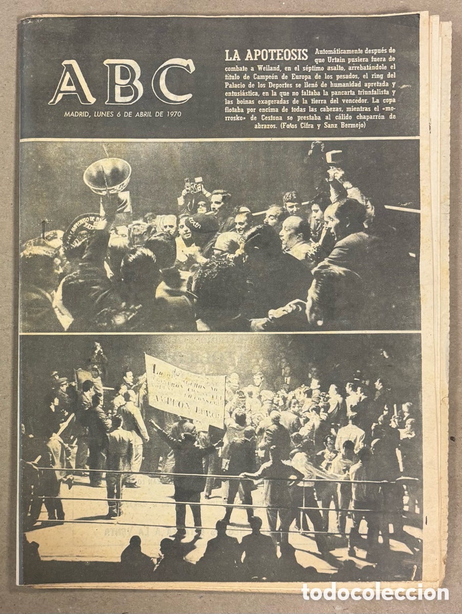 Coleccionismo de revistas y peri&oacute;dicos: ABC (6 DE ABRIL DE 1970). BOXEO: VICTORIA DE URTAIN Vs WEILAND,&hellip;