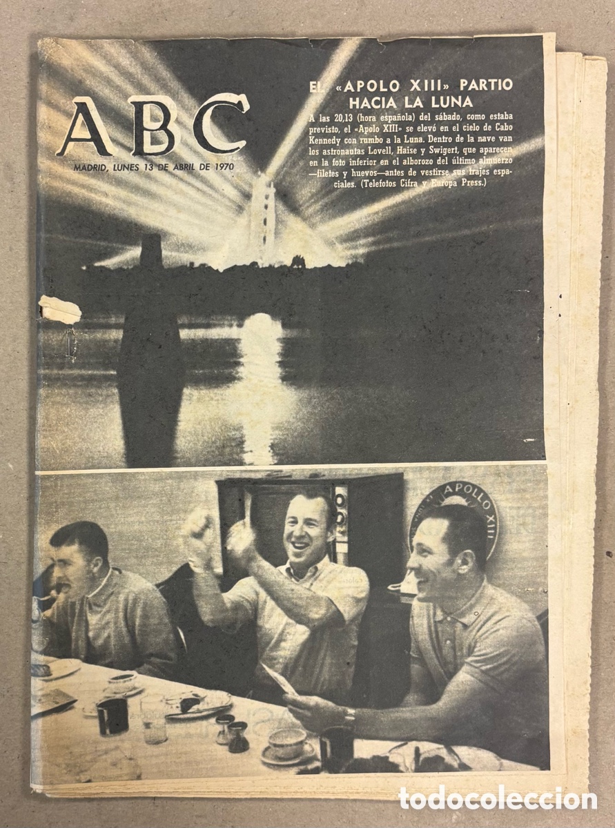 Coleccionismo de revistas y peri&oacute;dicos: ABC (13 DE ABRIL DE 1970). EL APOLO XIII PARTI&Oacute; HACIA LA LUNA,&hellip;